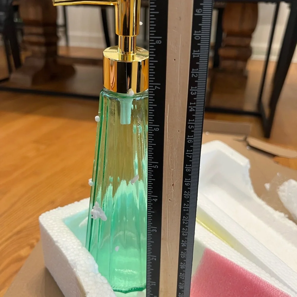 Elegant Green and Gold Soap Dispenser Set of 2